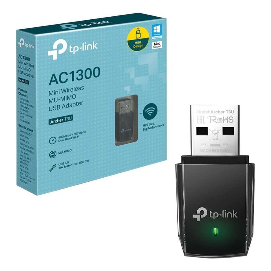 Adaptador WiFi USB mini TP-Link Archer T3U AC1300 MU-MIMO doble banda
