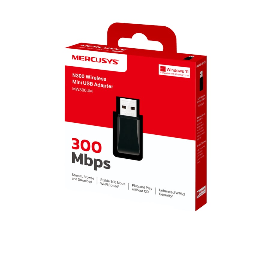Adaptador WiFi mini USB Mercusys MW300UM 300 Mbps