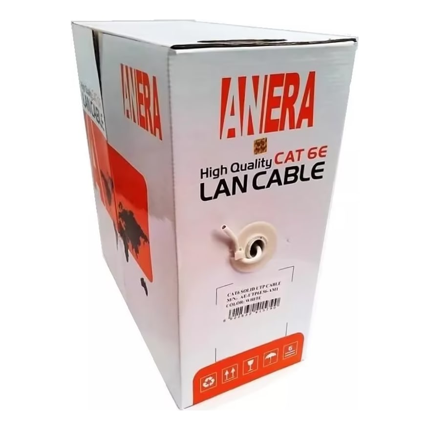 Cable de red UTP Cat6 Anera 305 m 23 AWG (50% cobre, 50% aluminio), blanco