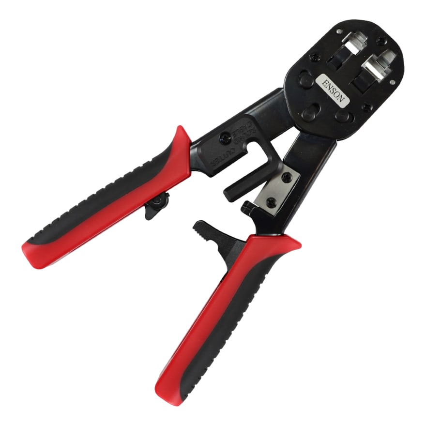 Ponchadora universal para plug RJ45, RJ11 y RJ12 con pelacable