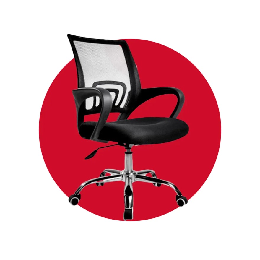 Silla ejecutiva giratoria Xtratech E77 de malla, base metálica, regulador de altura, negra