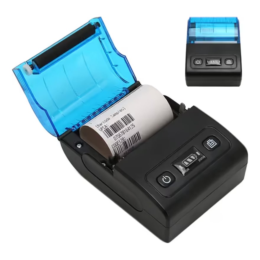 Mini impresora térmica portátil Anera 58 mm Bluetooth, batería 2000 mAh, con cable tipo C, cargador y rollo