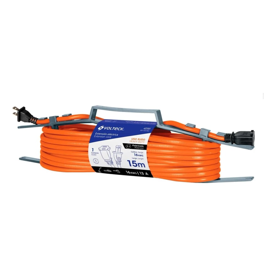 Extensión eléctrica 2 x 14 cobre 3.6 metros, blanca