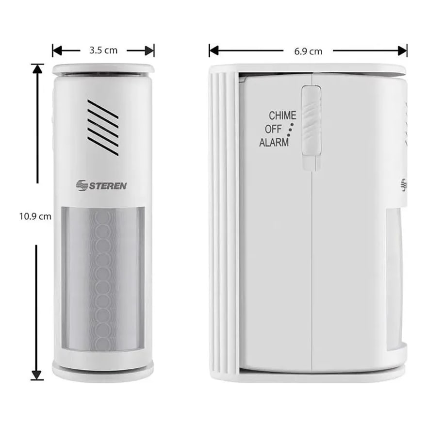 Sensor de movimiento con alarma y timbre chismoso, batería de 9 V, alcance de 8 metros