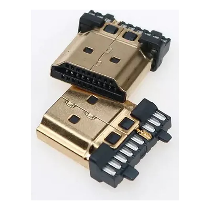 Plug HDMI para soldar de metal plateado