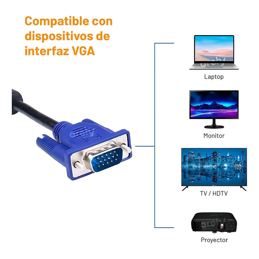 Cable VGA a VGA Anera de 20 metros, negro
