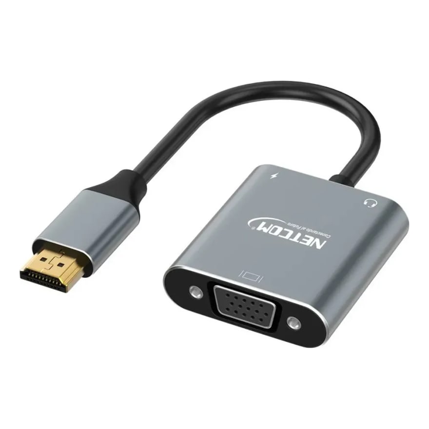 Convertidor Full HD 1080p HDMI a VGA + audio 3.5 mm tipo flash, negro