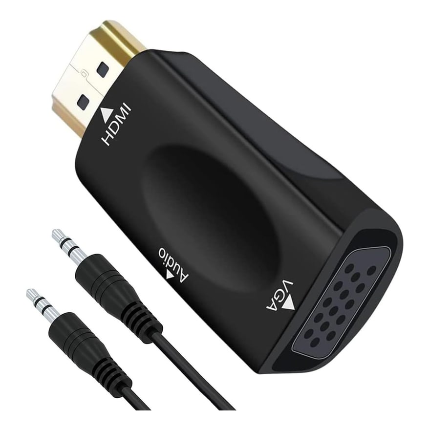 Convertidor HDMI a VGA + audio 3.5 mm tipo flash Anera, negro