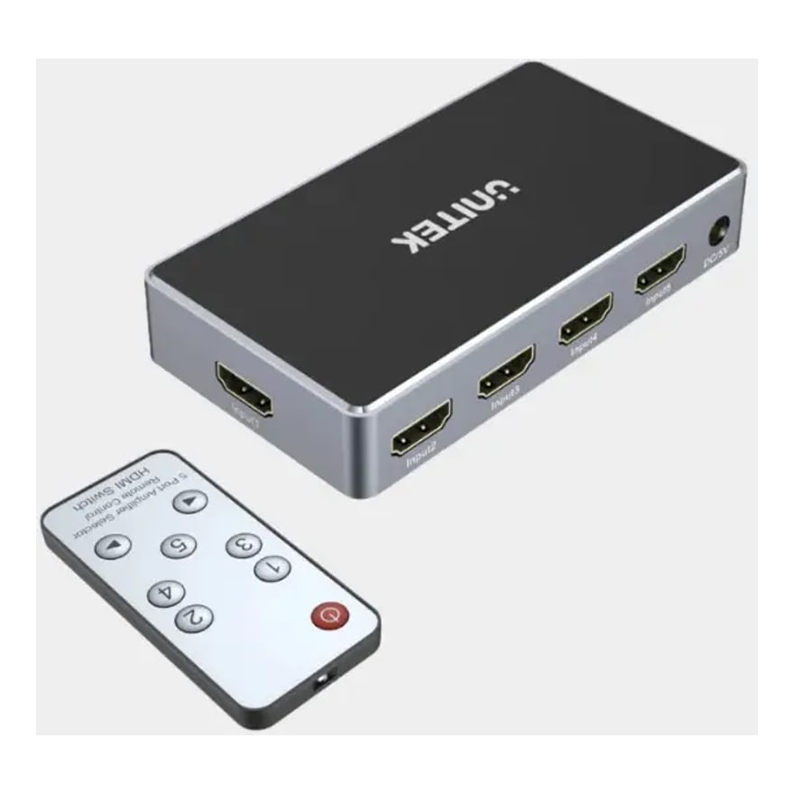 Switch HDMI Anera Full HD 4K 1.4b de 5 puertos con control remoto