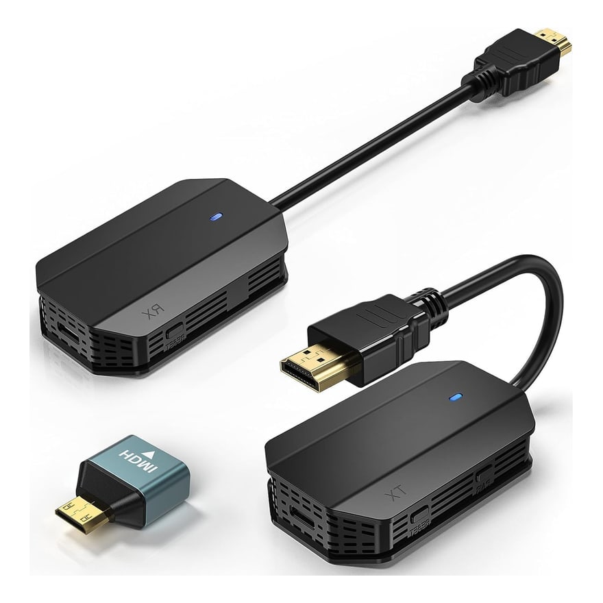 Extensor HDMI inalámbrico hasta 50 metros, emisor y receptor con adaptadores