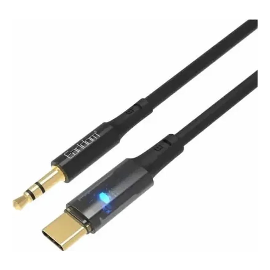 Cable de audio USB tipo C macho a 3.5 mm estéreo Earldom de 1 metro, negro