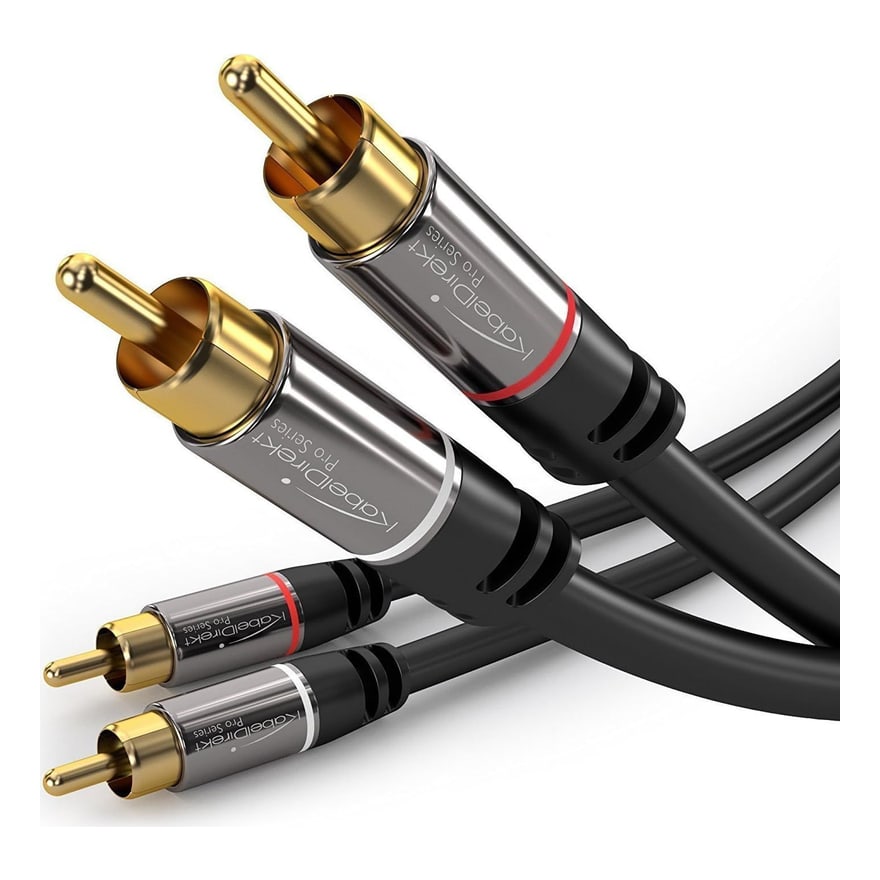 Cable de audio 2 x 2 RCA transparente de 15 metros, económico