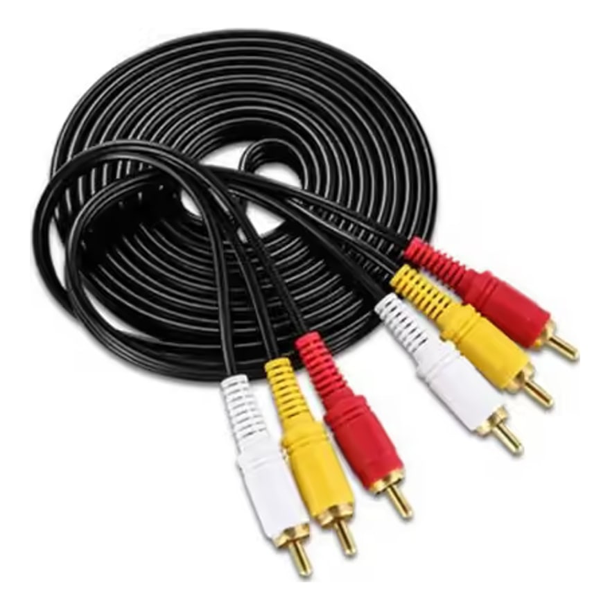 Cable de audio y video 3 x 3 RCA de 1.8 metros, negro, económico
