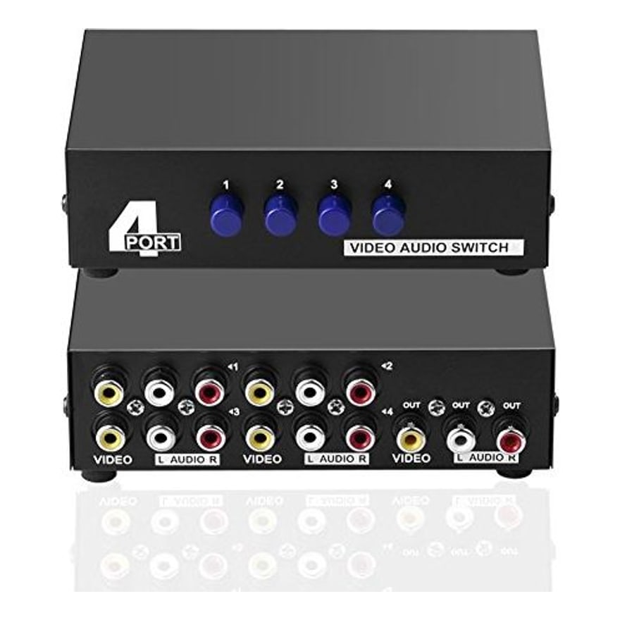 Selector derivador RCA de audio y video 4 en 1 con S-Video