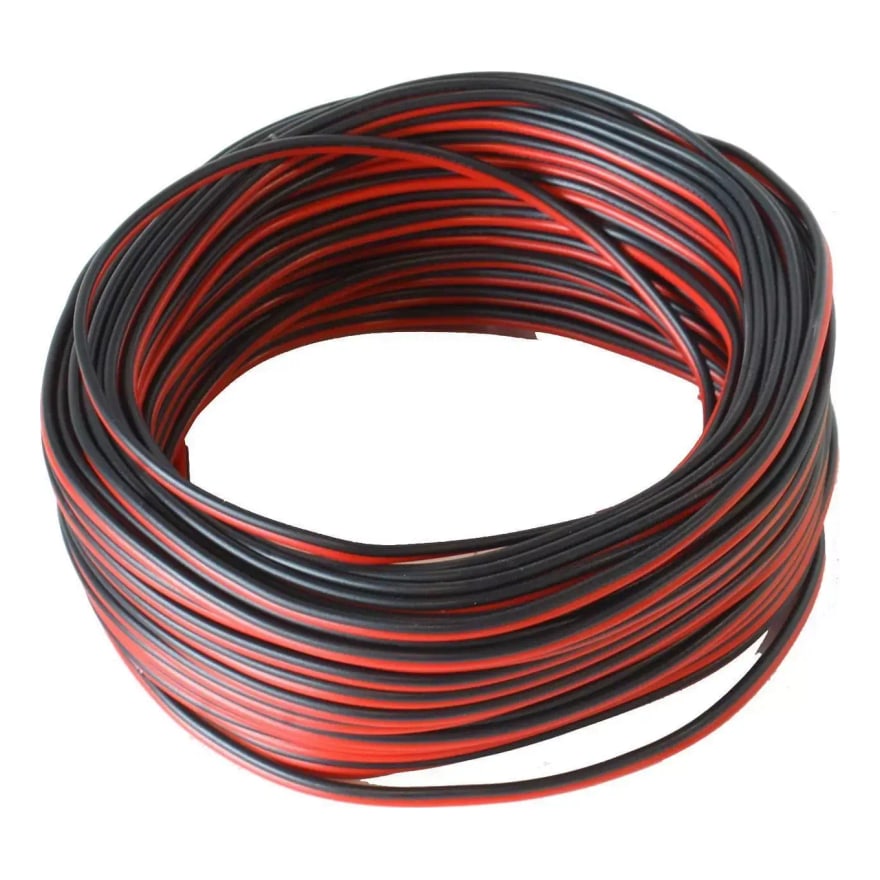 Cable de parlante #24 rojo y negro 100% cobre 7/0.20 2C 2.0 x 4.0, rollo de 100 metros