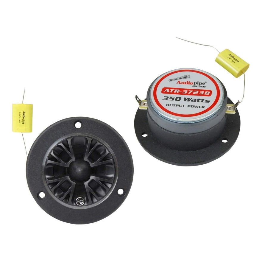 Tweeter para carro de 350 W con adhesivo, negro y plata (par)