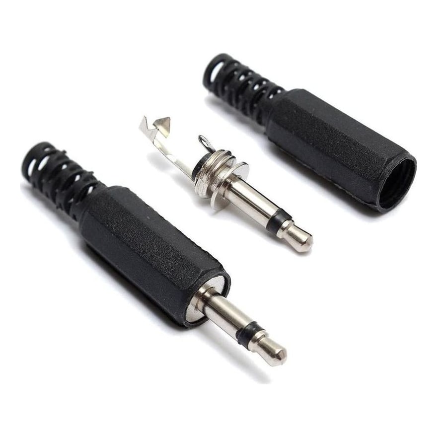 Jack 3.5 mm mono para soldar con chasis metálico, paquete de 10 unidades