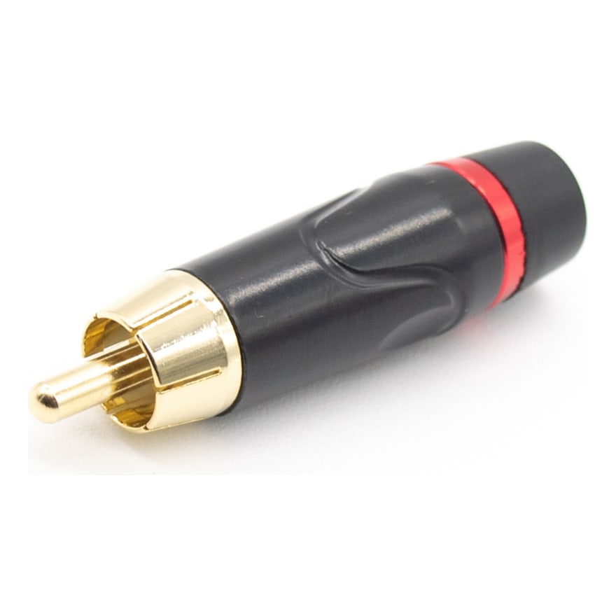 Plug RCA macho metálico rojo y negro con resorte, niquelado, paquete de 10 unidades