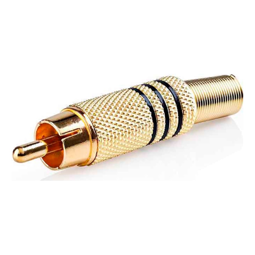 Plug RCA macho metálico dorado de calidad, negro