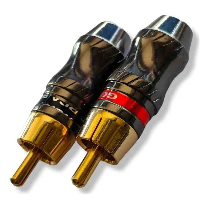 Plug RCA macho metálico dorado de calidad, rojo