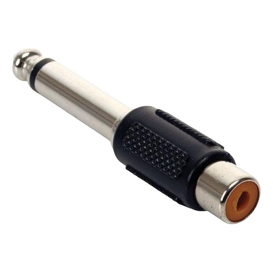 Adaptador plug 1/4 mono a jack RCA plástico, paquete de 10 unidades