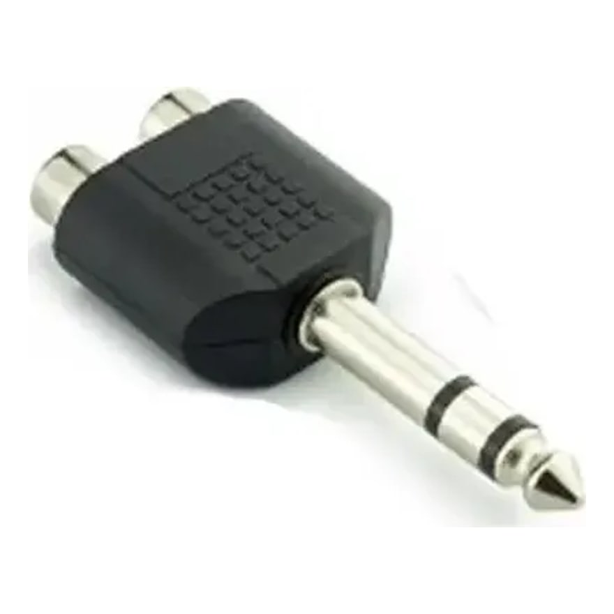 Adaptador plug 1/4 estéreo a 2 jack RCA plástico, paquete de 10 unidades