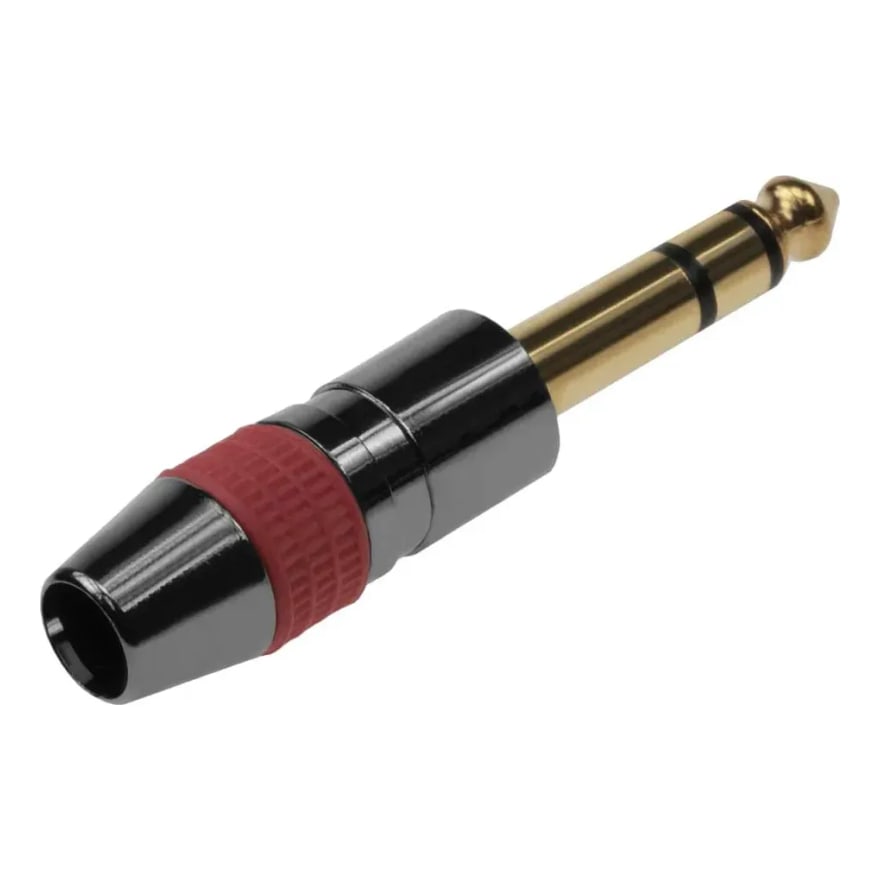 Plug 1/4 (6.3 mm) estéreo metálico dorado, negro