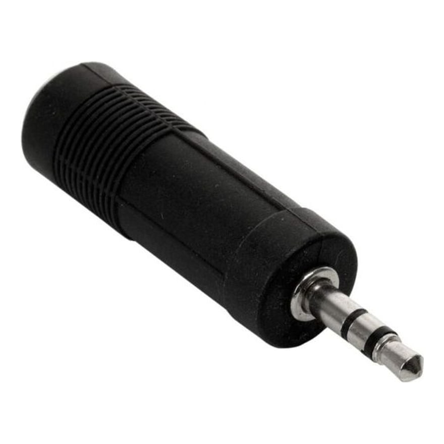 Adaptador plug 3.5 mm estéreo a jack 1/4 estéreo plástico negro, paquete de 10 unidades
