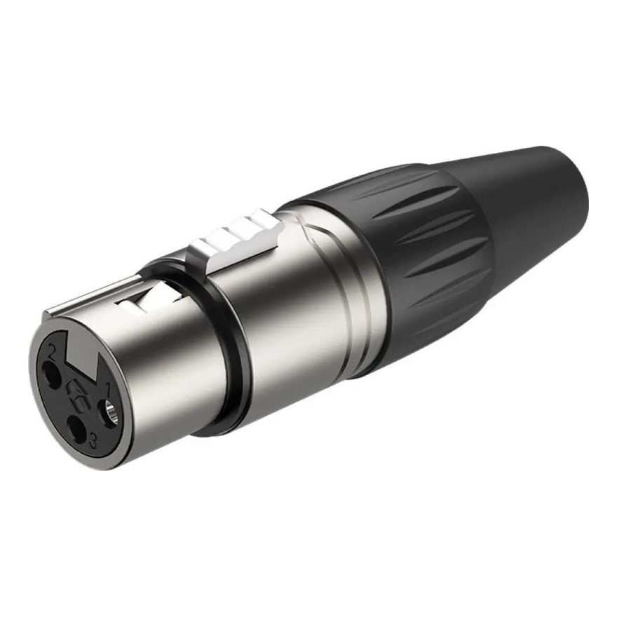 Conector Canon (XLR) hembra de 3 pines con borde azul