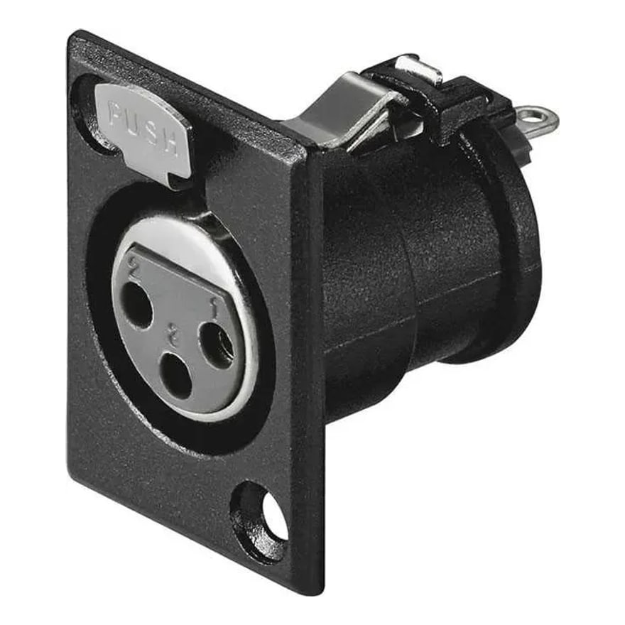 Conector Canon XLR hembra de 3 pines, negro