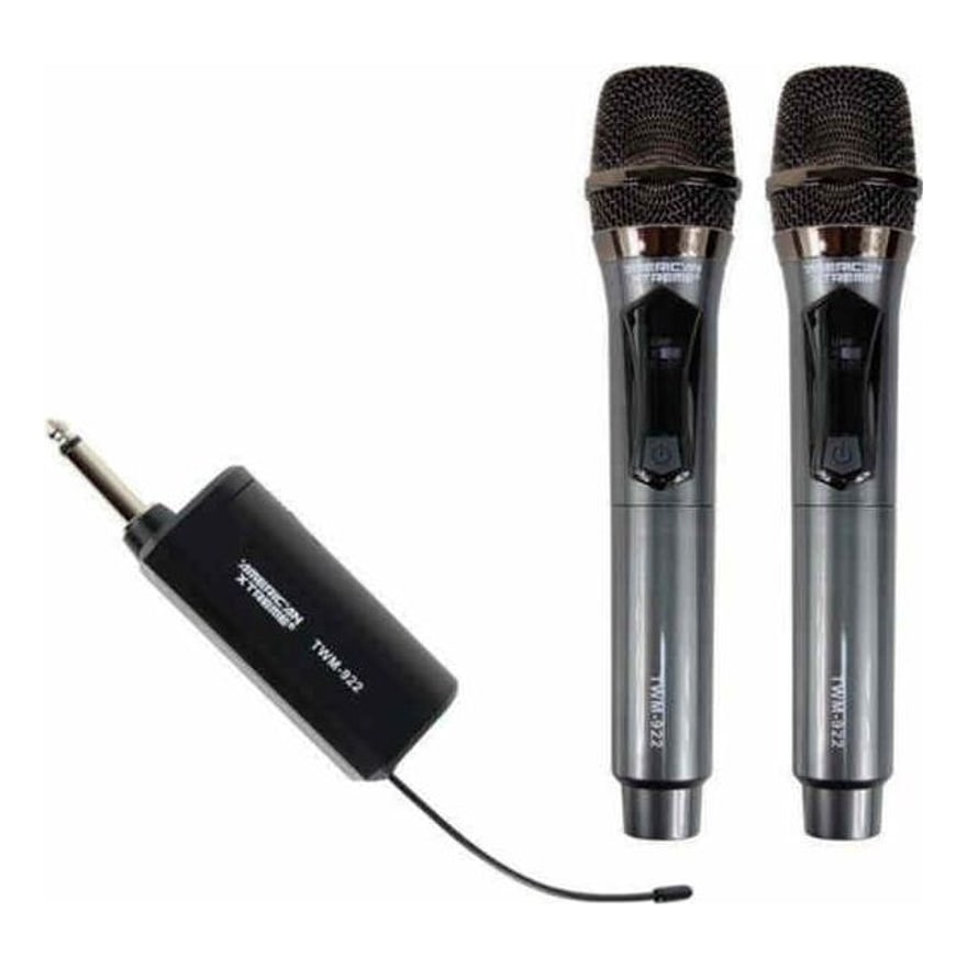 Micrófono inalámbrico doble UHF profesional recargable American Xtreme TWM-922