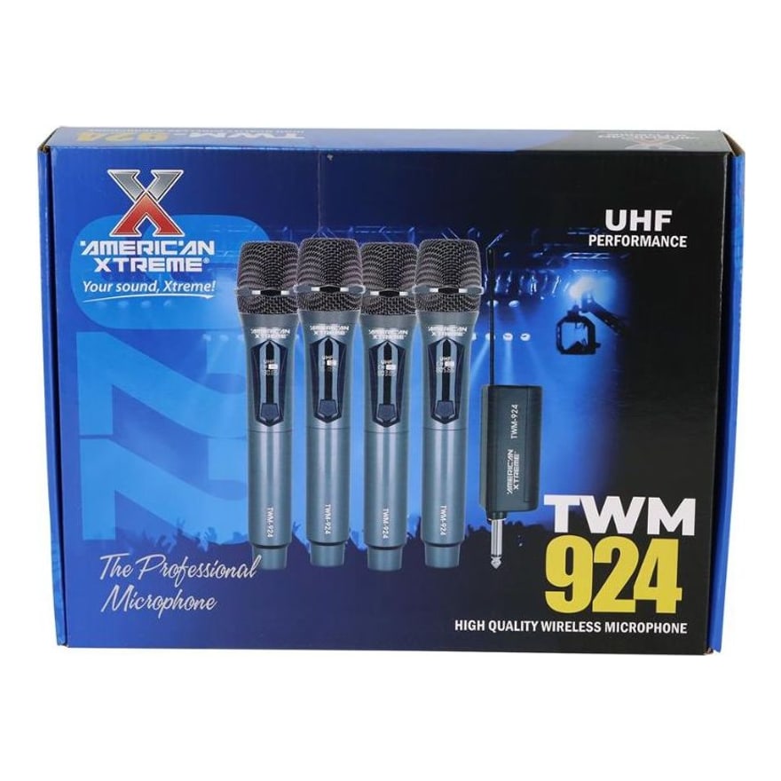 Set de 4 micrófonos inalámbricos profesionales American Xtreme TWM-924