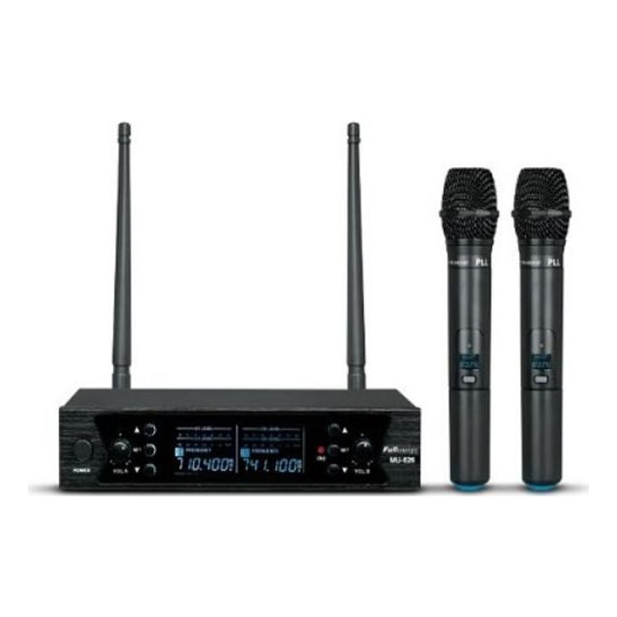 Micrófono doble inalámbrico UHF con base y display