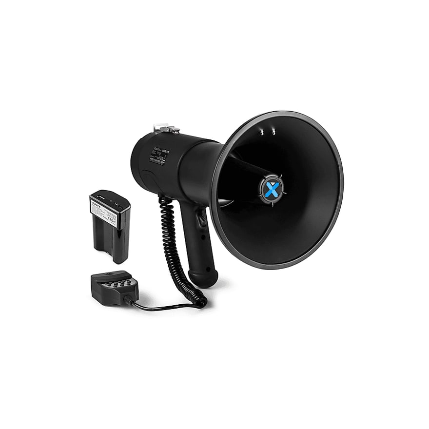 Megáfono para auto imantado con pila 1800 mAh, USB, SD y Bluetooth, negro con blanco