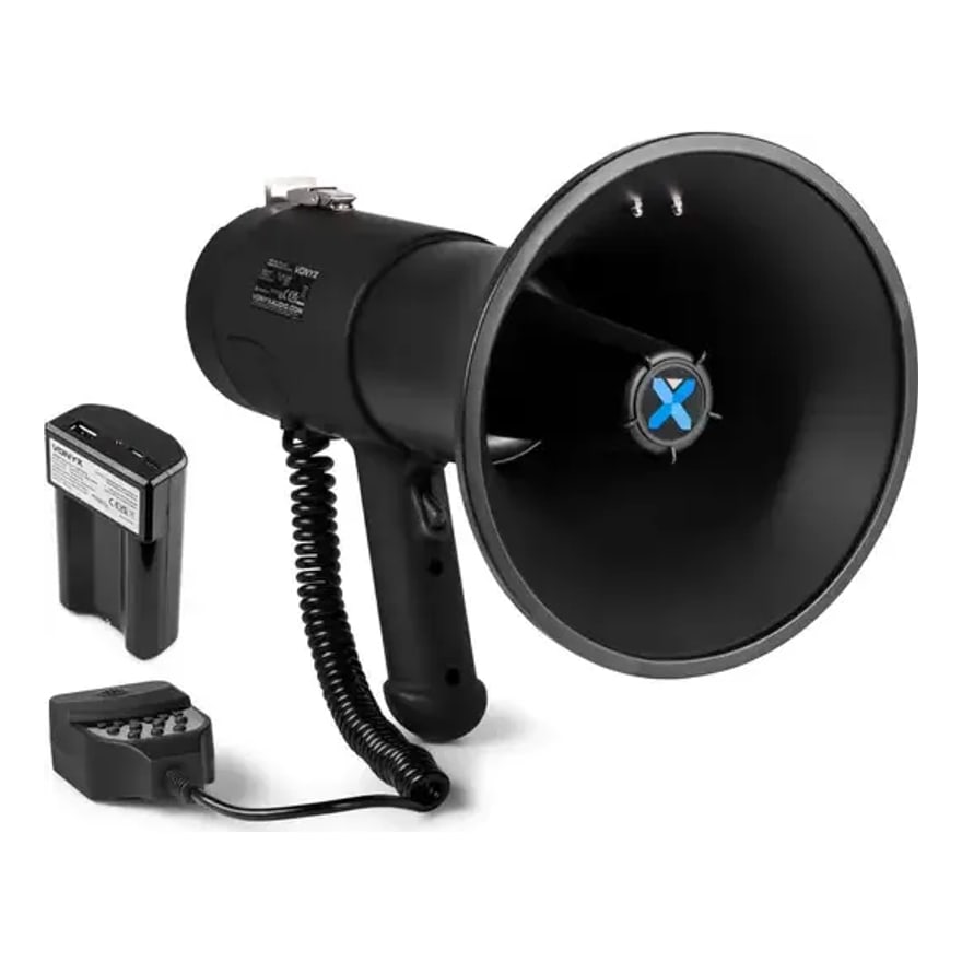 Megáfono Anera con batería recargable, Bluetooth, USB y SD, negro y blanco