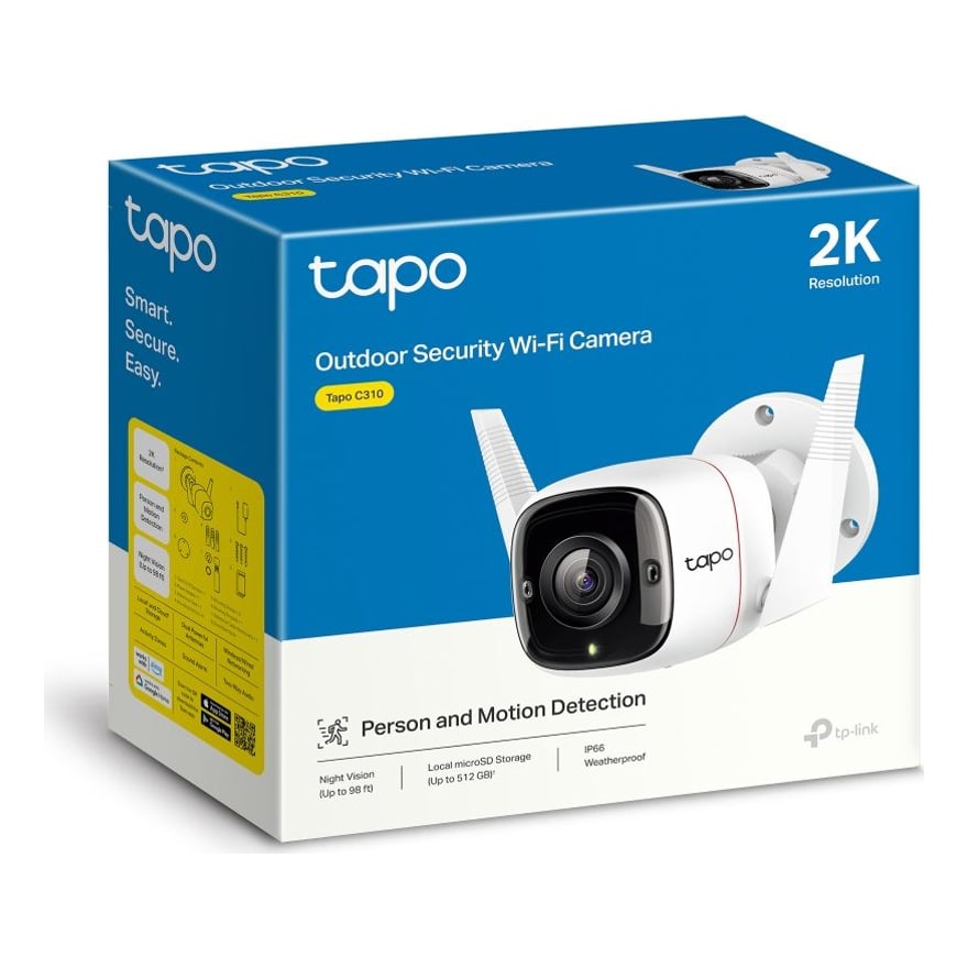 Cámara de seguridad WiFi TP-Link Tapo C310 2K exterior resistente a lluvia, visión nocturna, Alexa