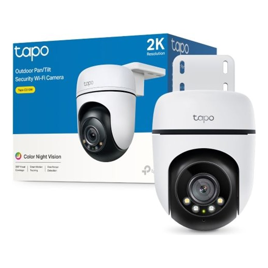 Cámara de seguridad WiFi TP-Link Tapo C510W 2K exterior giratoria 360°, visión nocturna a color, micro SD 512 GB, Alexa