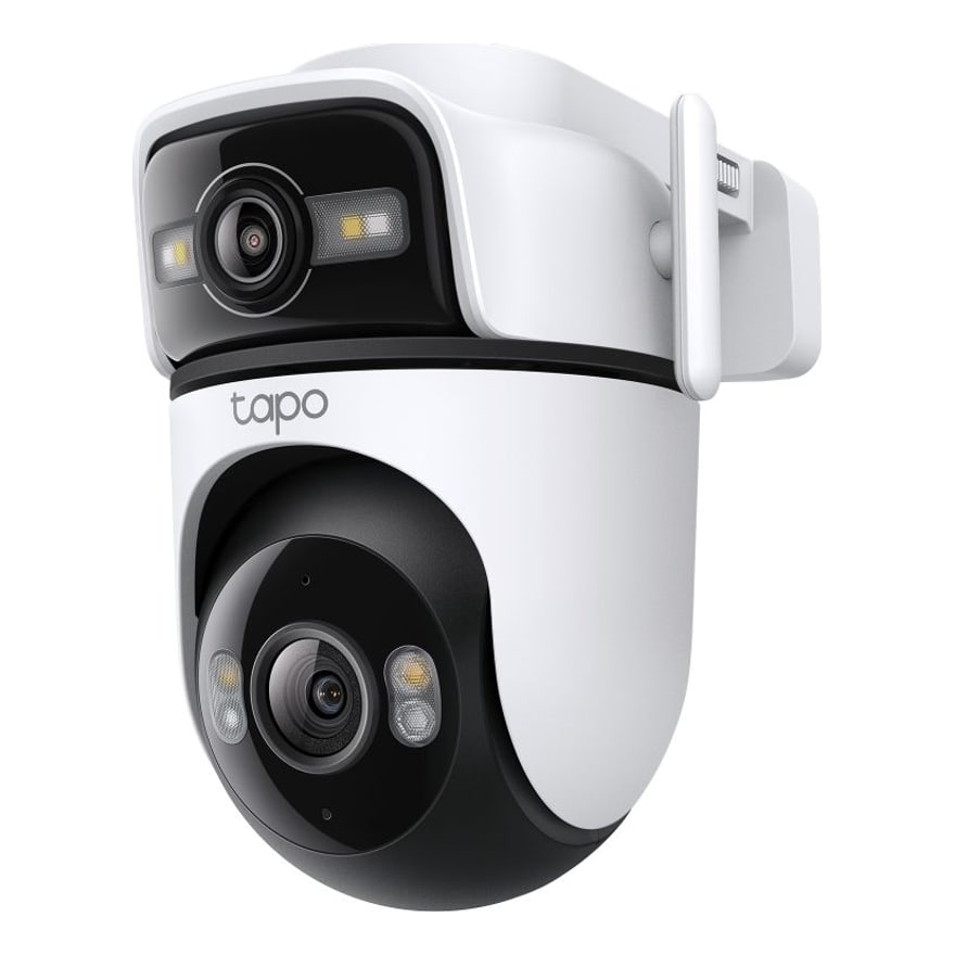 Cámara TP-Link Tapo C545D doble lente panorámica 2K a color para exteriores, lente 360° con IA