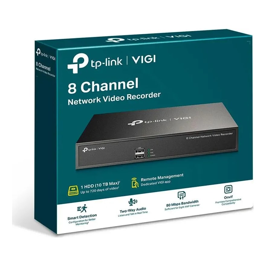 Grabador de video en red NVR TP-Link VIGI NVR1008H de 8 canales, H.265+, disco de 1 a 10 TB