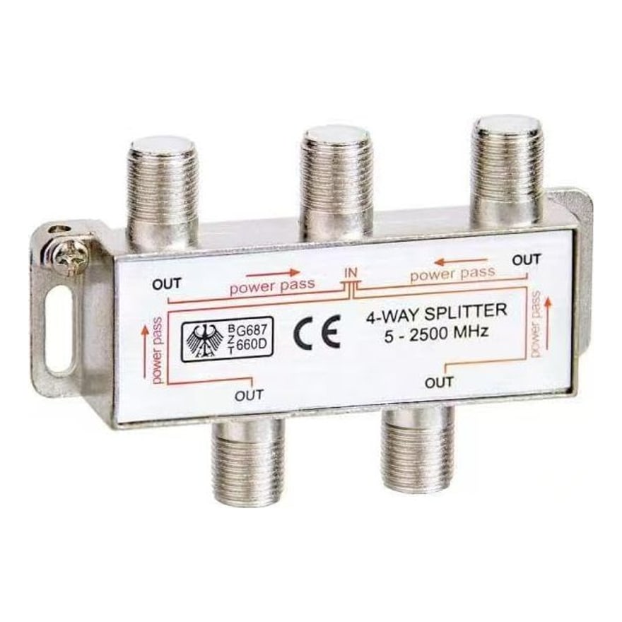 Splitter coaxial de 4 vías 5-2400 MHz