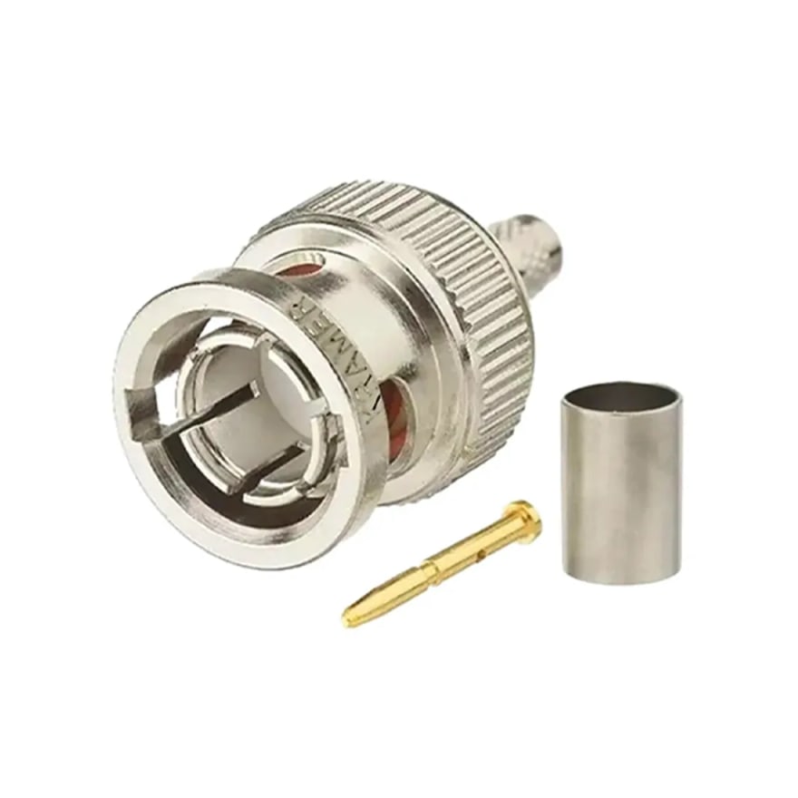 Conector BNC macho a RG59 remachable, paquete de 10 unidades
