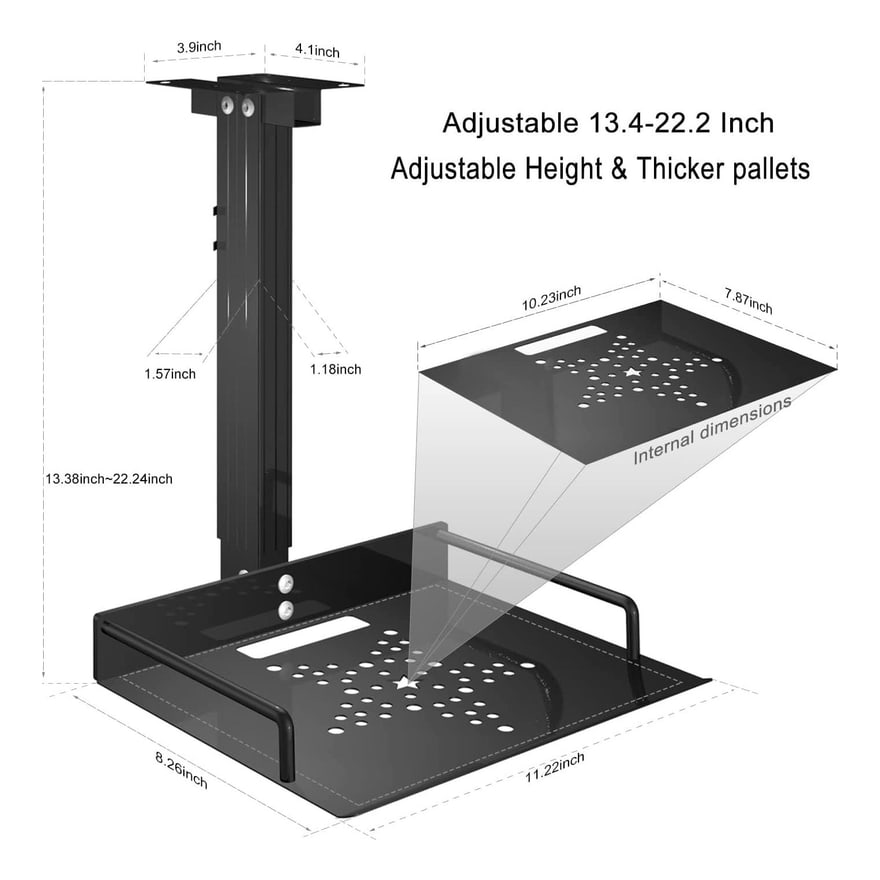Soporte para proyector de pared o techo, altura de 430 a 650 mm, negro
