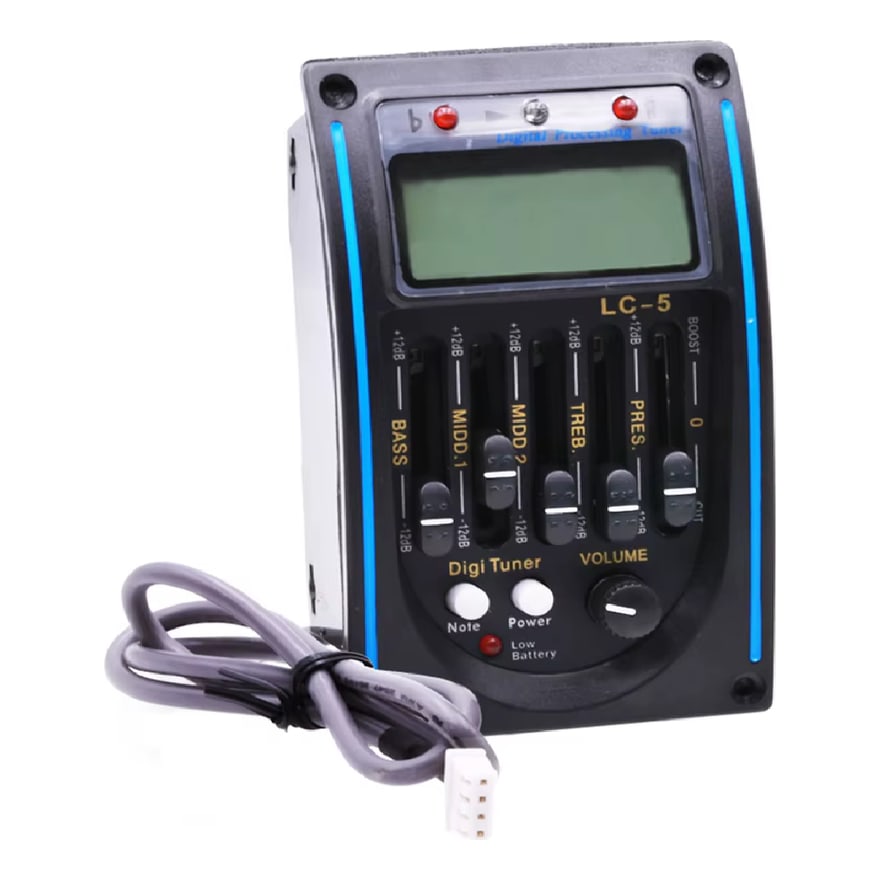Sistema ecualizador digital de 5 bandas con afinador para guitarra acústica