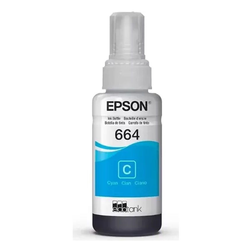 Botella de tinta Epson T664 Cyan L110 L200 L210/L350 L 6500 p├íg. T664220-AL