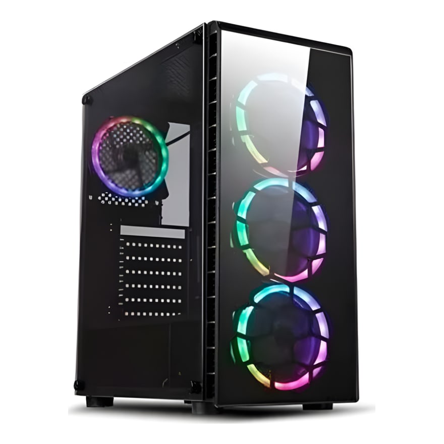 Case Speedmind Gaming Black incluye 3X120MM Fans RGB Vidrio Templado