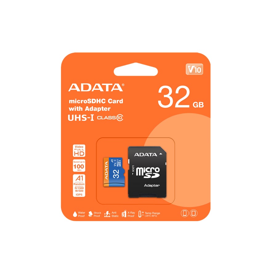 Tarjeta de memoria Adata Micro SDHC 32GB Uhs-i Class 10 con Adaptador Lectura 1000MB