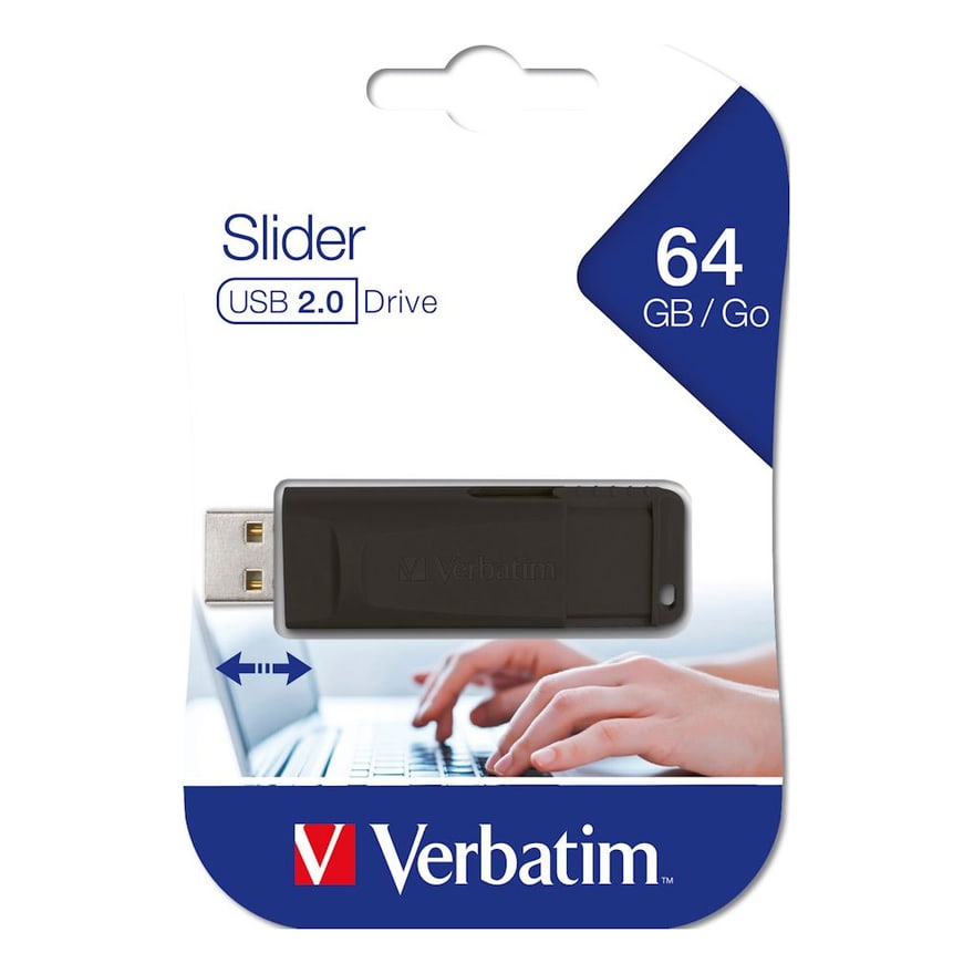 Memoria USB Verbatim 64GB Pinstripe Negro USB 2.0 Pack de 10 Unds.