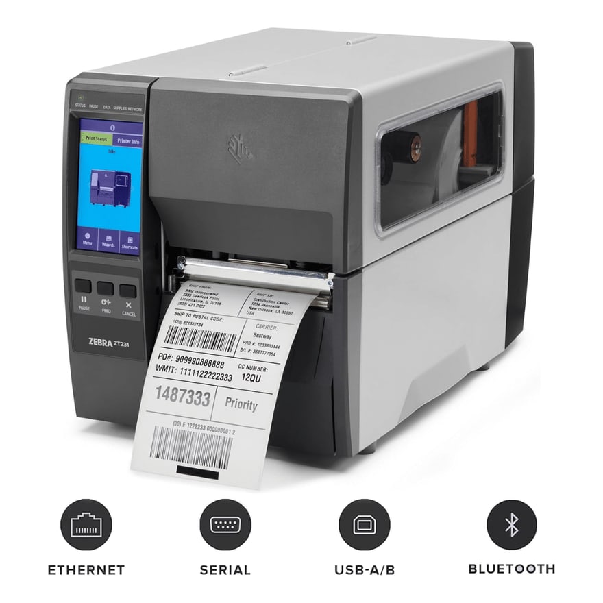 Impresora de etiquetas Zebra ZT231 TT Industrial USB ,usb Host ,serial, Red ,btle