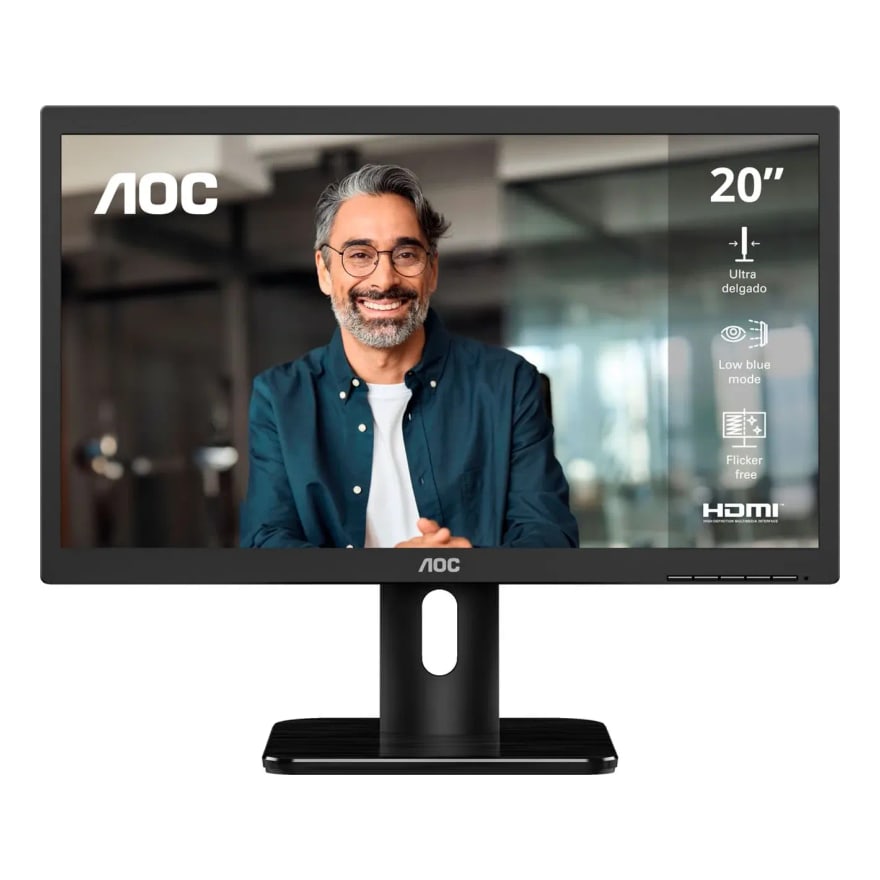 Monitor Aoc 20E1H 19.5 pulg. VGA HDMI 1600X900 200NITS 5MS Vesa 3Y