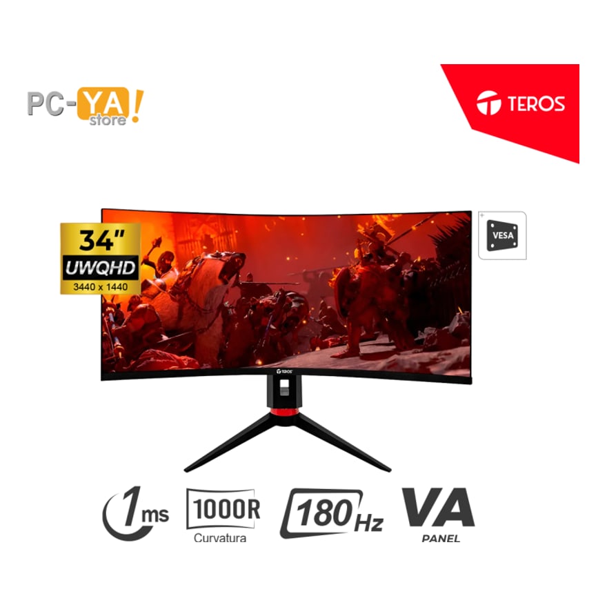 Monitor Teros Gaming TE-3412G Curvo Uwqhd VA 3440X1440 180Hz 1MS Audio Out HDMI